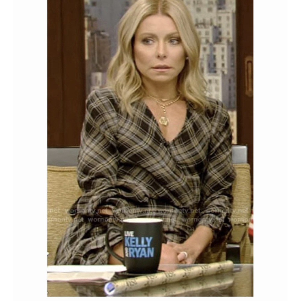 Veronica Beard Black and Tan Plaid Wrap Dress